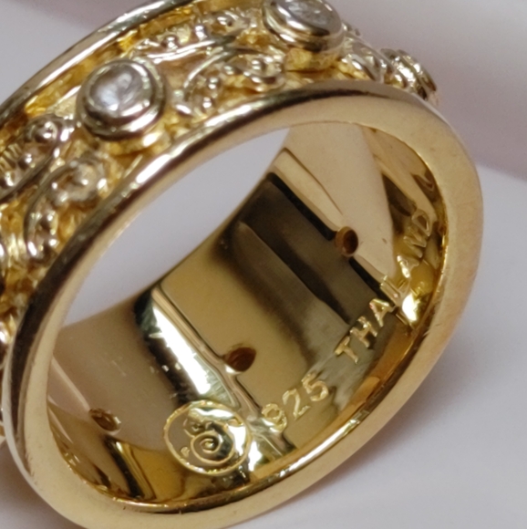 Gold Vermeil 925 Thailand Band Ring Byzantine Style Size 8 - Picture 7 of 15
